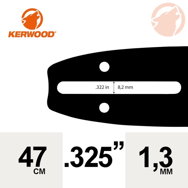Guide tronçonneuse 50 cm 0,325" 1,3 mm – Grande portée et précision KERWOOD