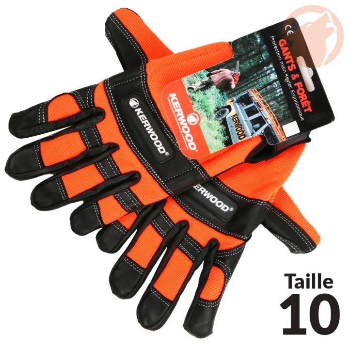 Gants forestier noirs - Protection main gauche taille L/10 - Classe 1 - KERWOOD